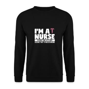Infirmière infirmière Pour gagner du temps, - Sweat-shirt Unisexe - noir - Devant - Alina (178cm) & Michal (187cm)