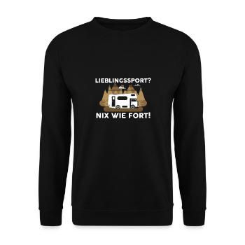 Camper Wohnmobil Wohnwagen Campingplatz Camping - Unisex Pullover - Schwarz - Vorne - Alina (178cm) & Michal (187cm)