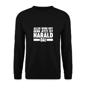 Harald - Unisex Pullover - Schwarz - Vorne - Alina (178cm) & Michal (187cm)