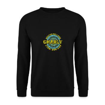 Geschenk für Charly - Unisex Pullover - Schwarz - Vorne - Alina (178cm) & Michal (187cm)