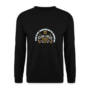 Famille juive C’est mon pyjama de Hanoukka - Sweat-shirt Unisexe - noir - Devant - Alina (178cm) & Michal (187cm)