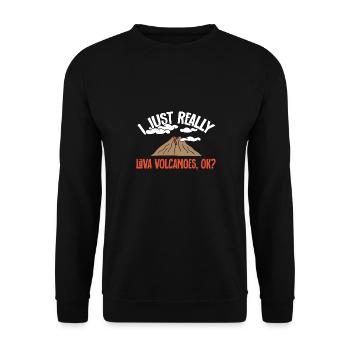 Vulkan Geologie Vulkanologie Lava - Unisex Pullover - Schwarz - Vorne - Alina (178cm) & Michal (187cm)