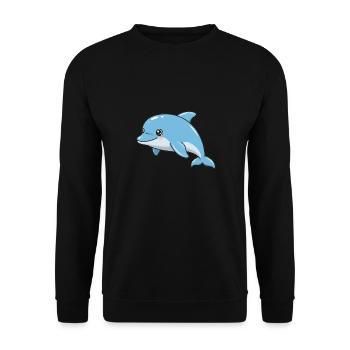 Animal Cartoon Dolphin - Unisex Sweatshirt - black - Front - Alina (178cm) & Michal (187cm)