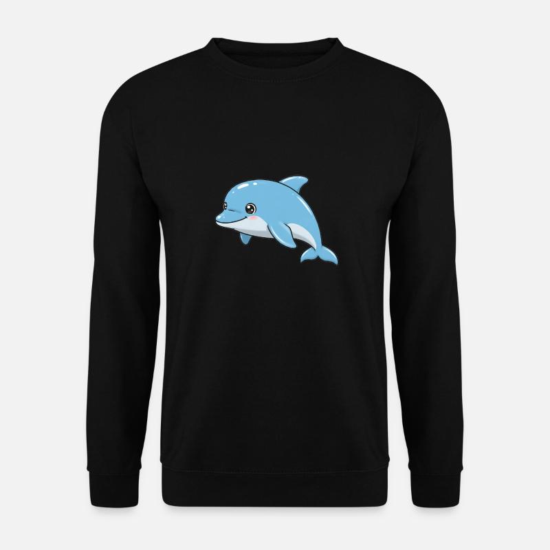 Tier Cartoon Delfin - Unisex Pullover - Schwarz