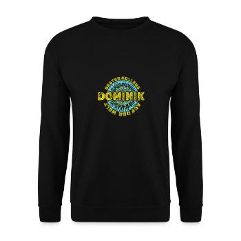 Dominik als Vorname - Unisex Pullover - Schwarz - Vorne - Alina (178cm) & Michal (187cm)