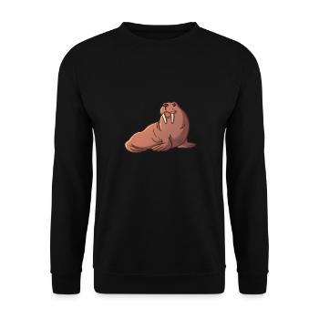 Niedliche Walross Kindergeschenke Arktik Tiere - Unisex Pullover - Schwarz - Vorne - Alina (178cm) & Michal (187cm)