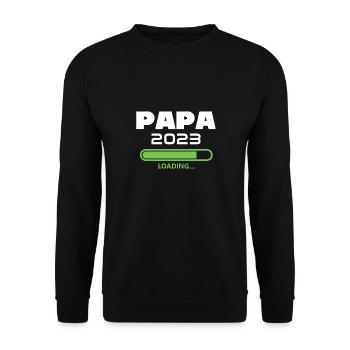 Papa 2023 Loading Annonce Grossesse Futur Papa - Sweat-shirt Unisexe - noir - Devant - Alina (178cm) & Michal (187cm)