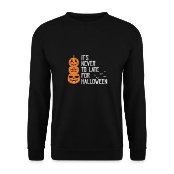 It's Never Too Late For Halloween Funny Pumpkin - Unisex Sweatshirt - black - Front - Alina (178cm) & Michal (187cm)