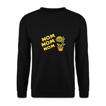 NOM NOM NOM Funny Retro Carnivorous Plants - Unisex Pullover - Schwarz - Vorne - Alina (178cm) & Michal (187cm)