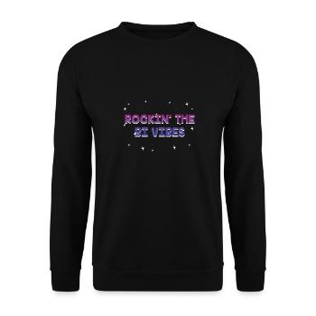 Rockin' the Bi Vibes Bisexual LGBTQ Bi Pride LGBT - Unisex Pullover - Schwarz - Vorne - Alina (178cm) & Michal (187cm)