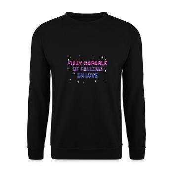 Capable of Falling in Love Bisexual LGBTQ Bi - Unisex Sweatshirt - black - Front - Alina (178cm) & Michal (187cm)