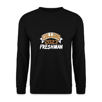College 2023 Freshman Cool Retro School Year 2023 - Unisex Sweatshirt - black - Front - Alina (178cm) & Michal (187cm)