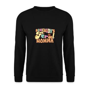 Somebody’s Feral Momma Funny Family Pun Groovy - Sweat-shirt Unisexe - noir - Devant - Alina (178cm) & Michal (187cm)