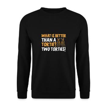Schildpatt Katze Tortoiseshell Cat Tortie - Unisex Pullover - Schwarz - Vorne - Alina (178cm) & Michal (187cm)