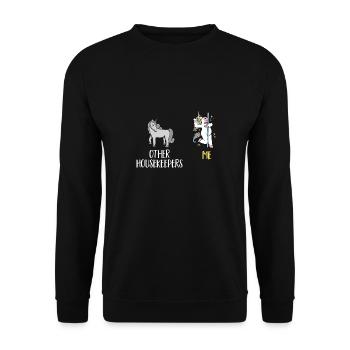 Aide domestique, femme de ménage, femme de ménage - Sweat-shirt Unisexe - noir - Devant - Alina (178cm) & Michal (187cm)