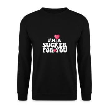 I'm A Sucker For You Valentine's Day Pun Matching - Unisex Sweatshirt - black - Front - Alina (178cm) & Michal (187cm)