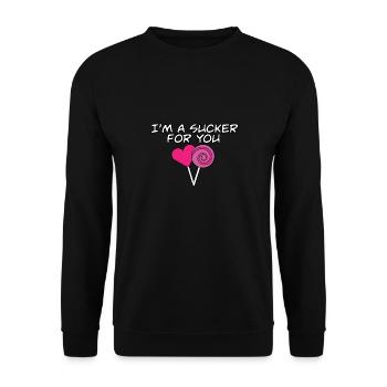 I'm A Sucker For You Valentine's Day Pun Matching - Unisex Sweatshirt - black - Front - Alina (178cm) & Michal (187cm)