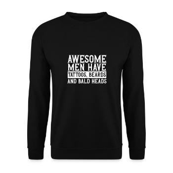 Bald Head Baldness Beard Bald Head - Unisex Sweatshirt - black - Front - Alina (178cm) & Michal (187cm)