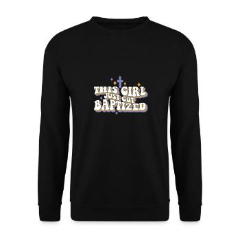 Cette jeune fille vient d’être baptisée religieuse chrétienne - Sweat-shirt Unisexe - noir - Devant - Alina (178cm) & Michal (187cm)