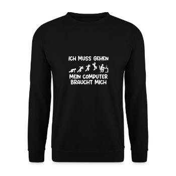 Computer Gamer Zocker Programmierer Administrator - Unisex Pullover - Schwarz - Vorne - Alina (178cm) & Michal (187cm)