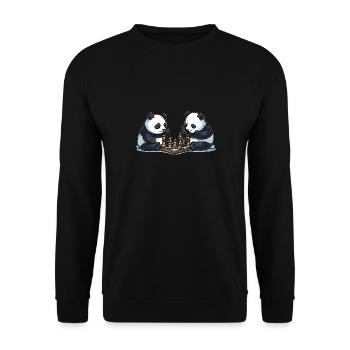 Schach-Pandas - Unisex Pullover - Schwarz - Vorne - Alina (178cm) & Michal (187cm)