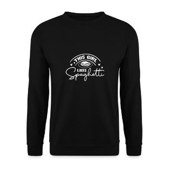 Girl Likes Spaghetti Pâtes Cuisine italienne - Sweat-shirt Unisexe - noir - Devant - Alina (178cm) & Michal (187cm)