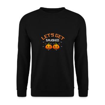 Let's Get Smashed Funny Halloween Pumpkin - Unisex Pullover - Schwarz - Vorne - Alina (178cm) & Michal (187cm)