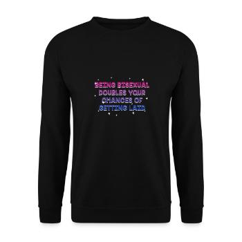 Doubles Your Chances of Getting Laid Bisexual - Unisex Sweatshirt - black - Front - Alina (178cm) & Michal (187cm)