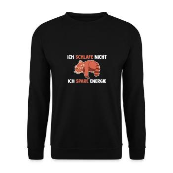Ich Schlafe Nicht Ich Spare Energie Roter Panda - Unisex Pullover - Schwarz - Vorne - Alina (178cm) & Michal (187cm)
