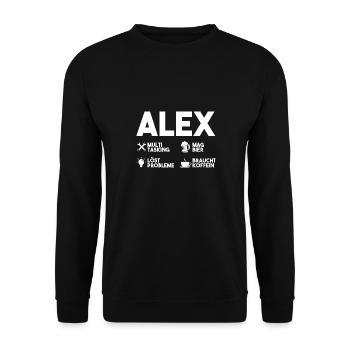 Alex - Unisex Pullover - Schwarz - Vorne - Alina (178cm) & Michal (187cm)
