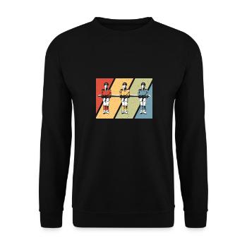 Vintage Table Soccer Lover Retro Foosball - Unisex Pullover - Schwarz - Vorne - Alina (178cm) & Michal (187cm)