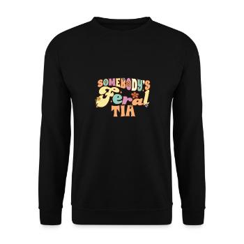 Somebody's Feral Tia Spanish Aunt Family Pun - Unisex Sweatshirt - black - Front - Alina (178cm) & Michal (187cm)