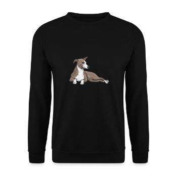 Italienischer Windspiel Windhund Hunde - Unisex Pullover - Schwarz - Vorne - Alina (178cm) & Michal (187cm)