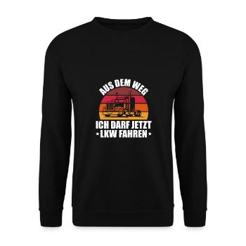 Trucker LKW Fahrer Geschenke - Unisex Pullover - Schwarz - Vorne - Alina (178cm) & Michal (187cm)