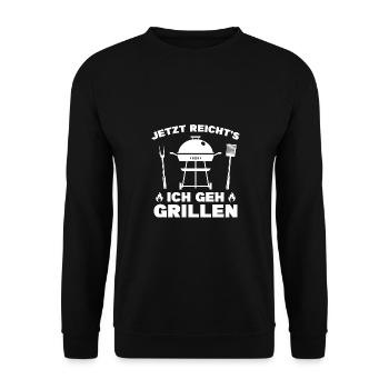 Ich geh grillen BBQ Grillsaison Grill - Unisex Pullover - Schwarz - Vorne - Alina (178cm) & Michal (187cm)