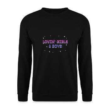 Lovin' Girls and Boys Bisexual LGBTQ Bi Pride - Unisex Pullover - Schwarz - Vorne - Alina (178cm) & Michal (187cm)
