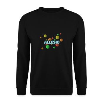 Geschenk für Allesio - Unisex Pullover - Schwarz - Vorne - Alina (178cm) & Michal (187cm)