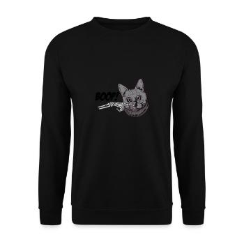 Spooky Halloween Skeleton Hand Black Cat Grunge - Unisex Pullover - Schwarz - Vorne - Alina (178cm) & Michal (187cm)