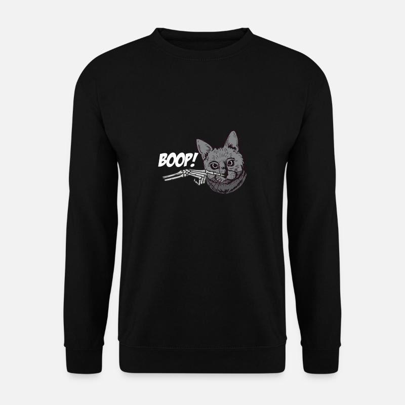 Skeleton Hand Black Cat Spooky Halloween Grunge - Unisex Pullover - Schwarz
