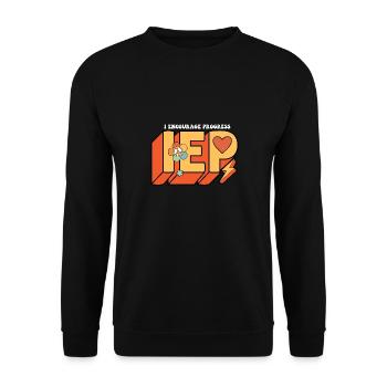 Sped Teacher I Encourage Progress ABA Therapist - Unisex Pullover - Schwarz - Vorne - Alina (178cm) & Michal (187cm)