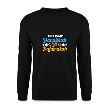 C’est mon pyjama de Hanoukka juif assorti - Sweat-shirt Unisexe - noir - Devant - Alina (178cm) & Michal (187cm)
