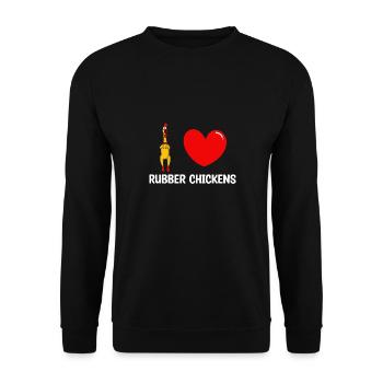 Rubber Chicken Costume Toy Rubber Chicken - Unisex Sweatshirt - black - Front - Alina (178cm) & Michal (187cm)