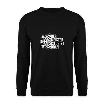 Lustige Darts und Dart Geschenke für Dartspieler - Unisex Pullover - Schwarz - Vorne - Alina (178cm) & Michal (187cm)