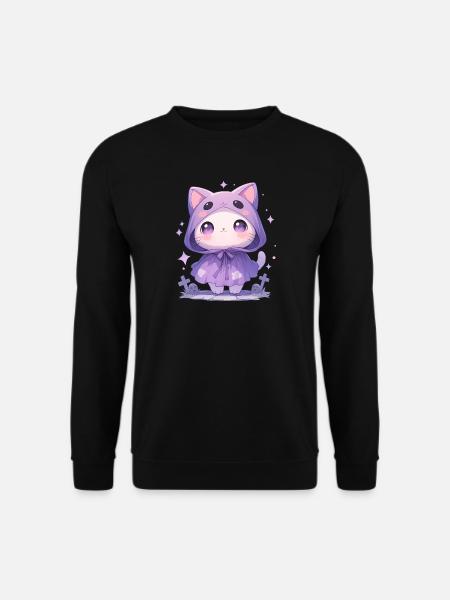 Cute Halloween Cat Disguised as a Ghost - Unisex Sweatshirt - black