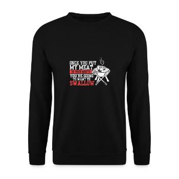 BBQ Barbecue Griller I Meat Lover I Grilling - Unisex Pullover - Schwarz - Vorne - Alina (178cm) & Michal (187cm)