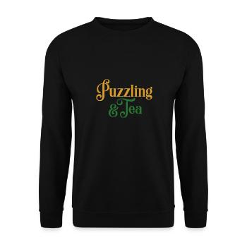 Puzzling and Drinking Tea Relaxing Jigsaw - Unisex Sweatshirt - black - Front - Alina (178cm) & Michal (187cm)