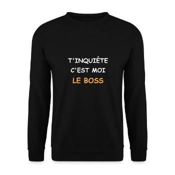 T'inquiète c'est moi le boss - Sweat-shirt Unisexe - noir - Devant - Alina (178cm) & Michal (187cm)