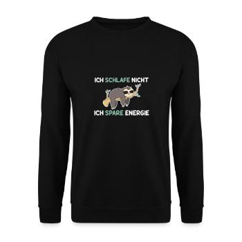 Ich Schlafe Nicht Ich Spare Energie Faultier - Unisex Pullover - Schwarz - Vorne - Alina (178cm) & Michal (187cm)