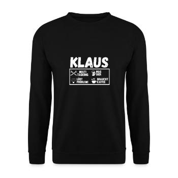 Klaus - Unisex Pullover - Schwarz - Vorne - Alina (178cm) & Michal (187cm)