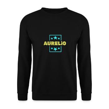 Vorname Aurelio - Unisex Pullover - Schwarz - Vorne - Alina (178cm) & Michal (187cm)